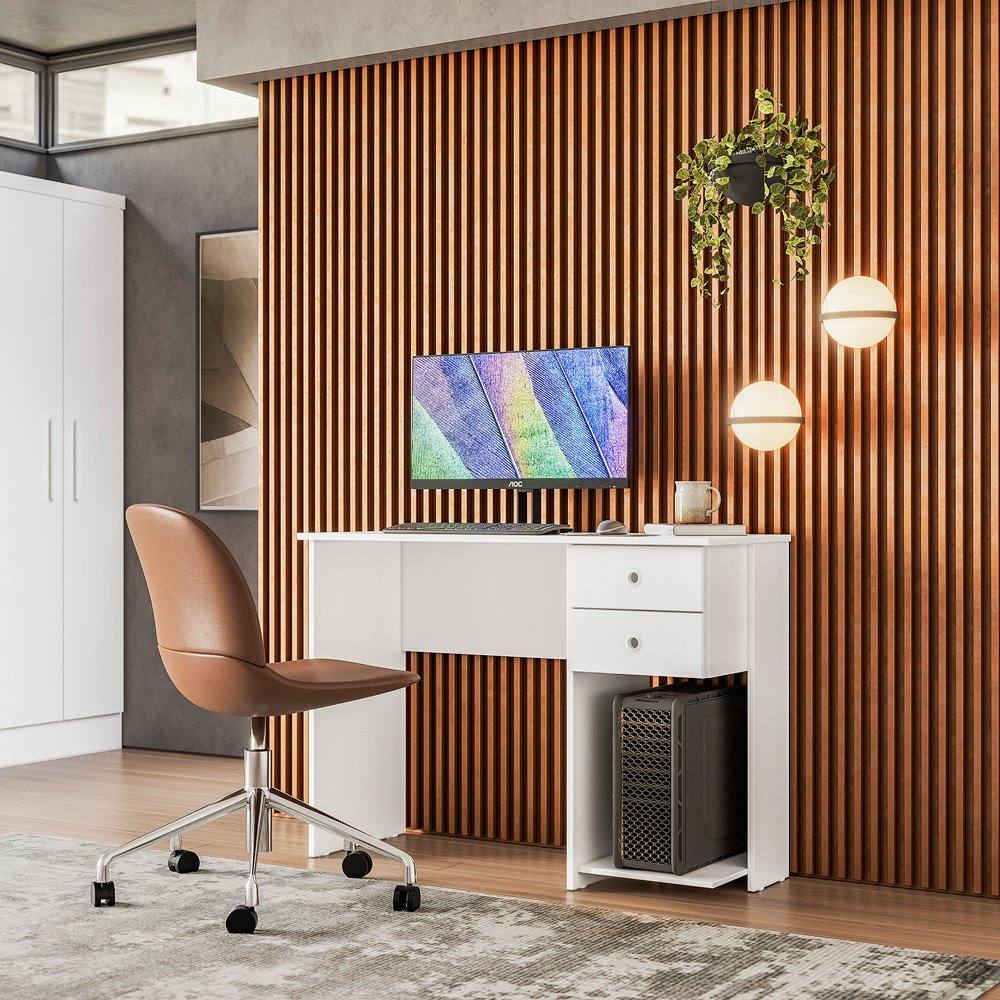 Mesa Escrivaninha 02 Gavetas 4115 Branco Qmovi